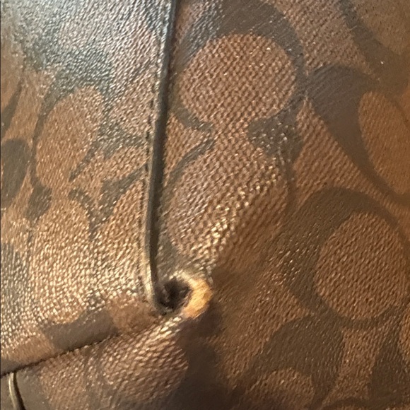 Coach Dark Brown Signature Tote with Black Handles - Picture 14 of 15